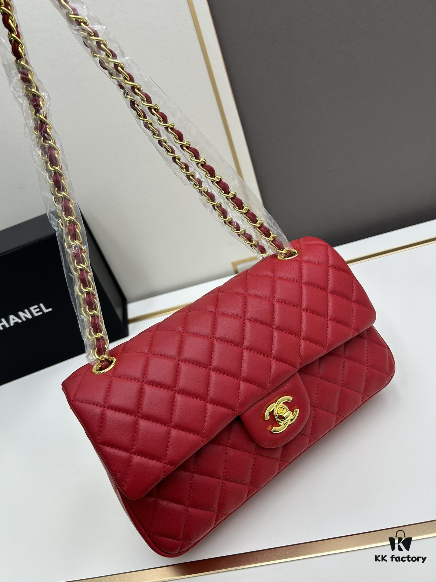 69304efbf09edb6de4c4e99b Chanel Classic CF1112 Lambskin Electroplated Hardware with Glazed Finish, Full-grain Leather Gold Tone Buckle, Authentic Custom Overseas Procurement Grade