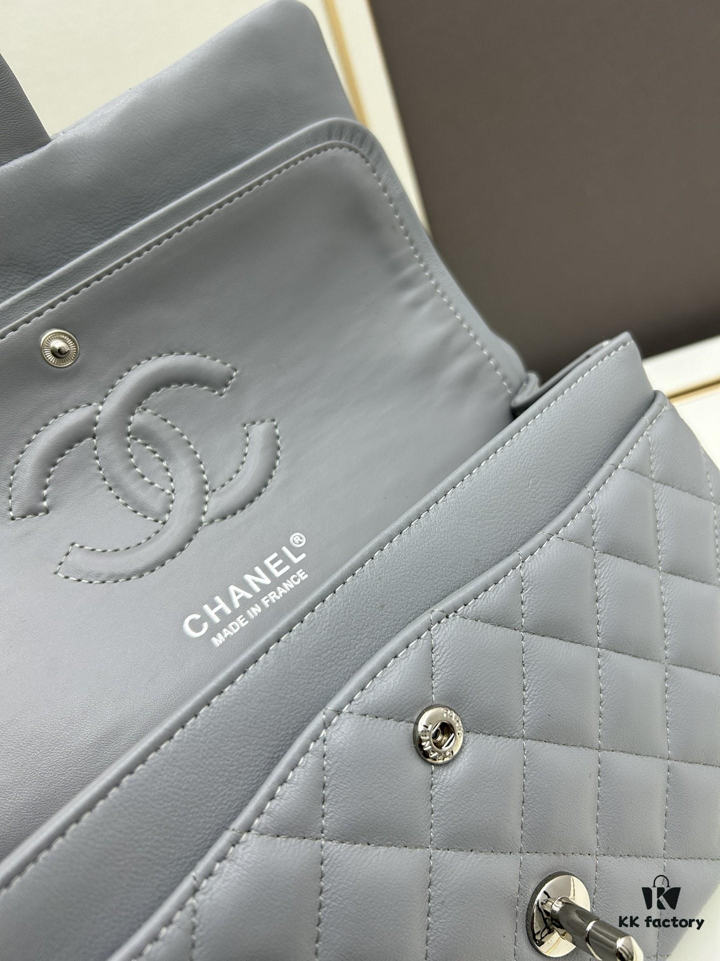 69304f01f09edb6de4c4e99f Chanel Classic CF1112 Lambskin Electroplated Hardware with Glazed Coating, Premium Cowhide Gold Tone Clasp