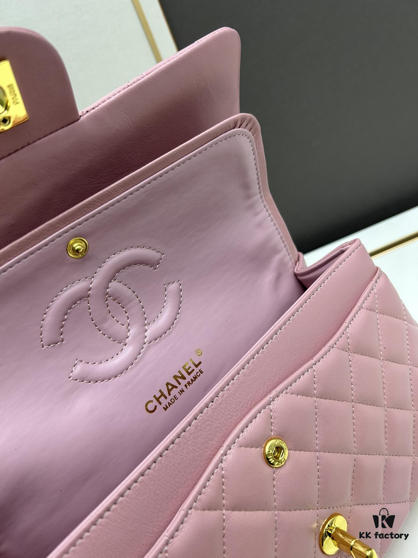 69304f01f09edb6de4c4e9a1 Chanel Classic CF1112 Lambskin Electroplated Hardware with Glazed Finish, Premium Cowhide Gold Tone Trim
