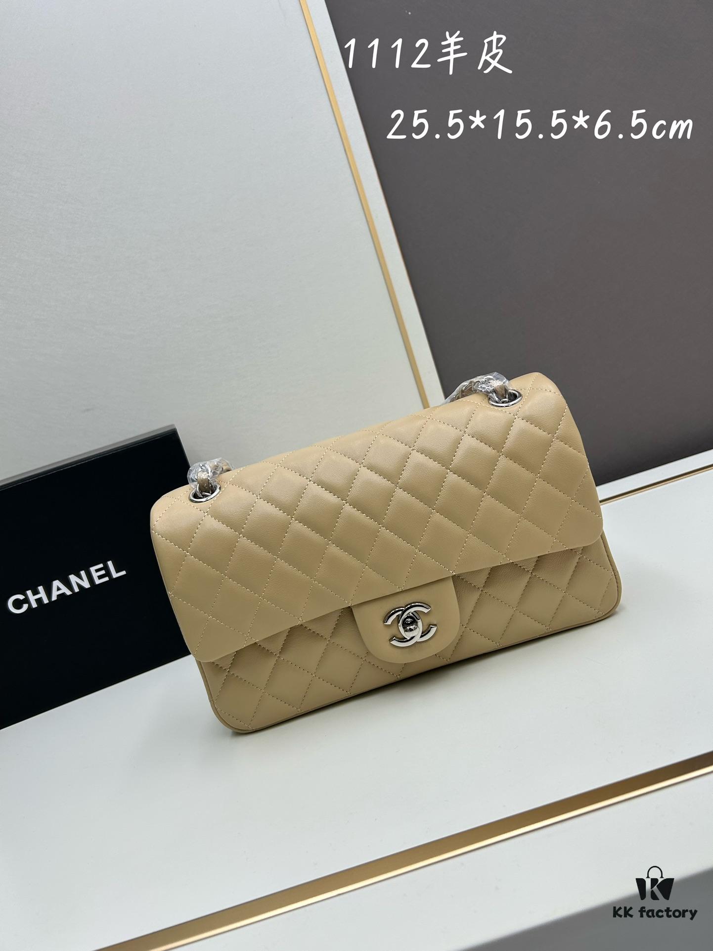 69304f05f09edb6de4c4e9a5 Chanel Classic CF1112 Lambskin Electroplated Hardware with Glazed Finish, Premium Cowhide Gold Tone Closure
