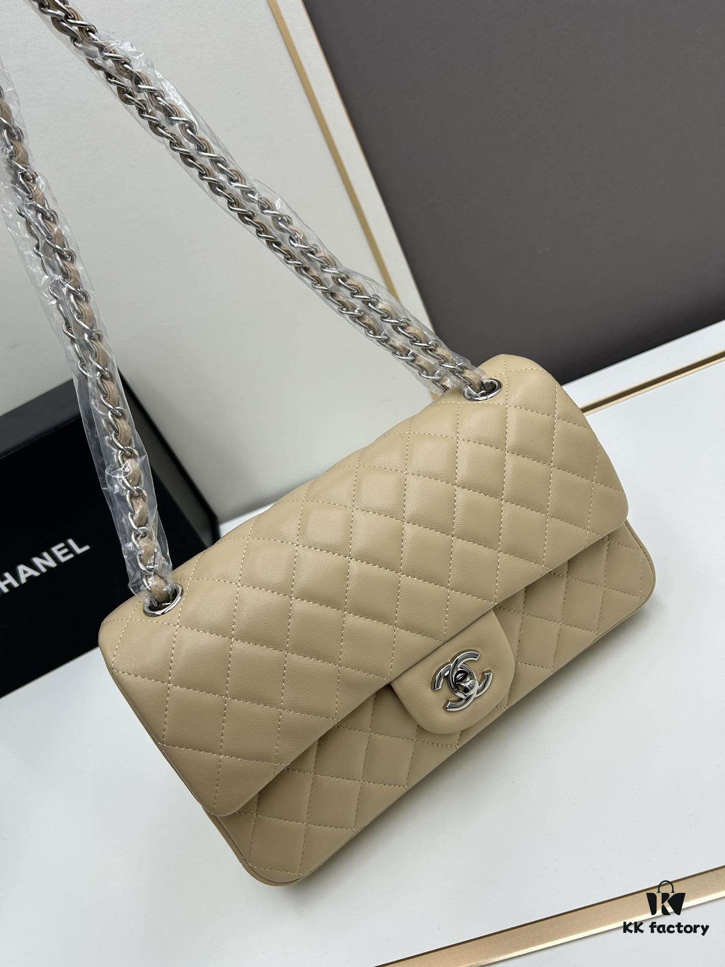 69304f08f09edb6de4c4e9aa Chanel Classic CF1112 Lambskin Electroplated Hardware with Glazed Finish, Premium Cowhide Gold Tone Closure