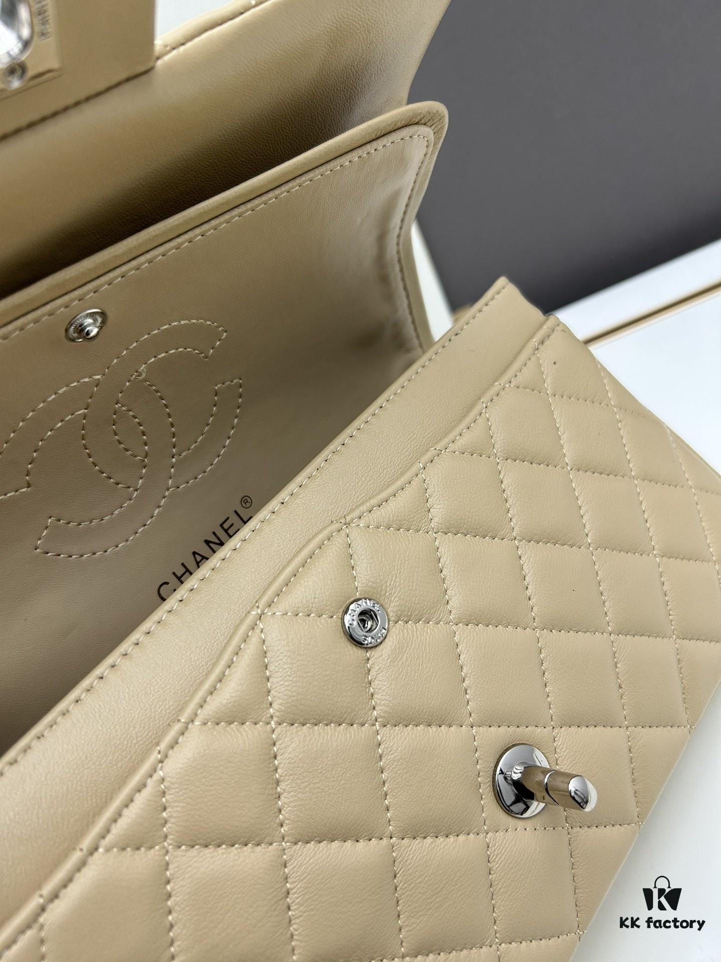 69304f0cf09edb6de4c4e9ae Chanel Classic CF1112 Lambskin Electroplated Hardware with Glazed Finish, Premium Cowhide Gold Tone Closure