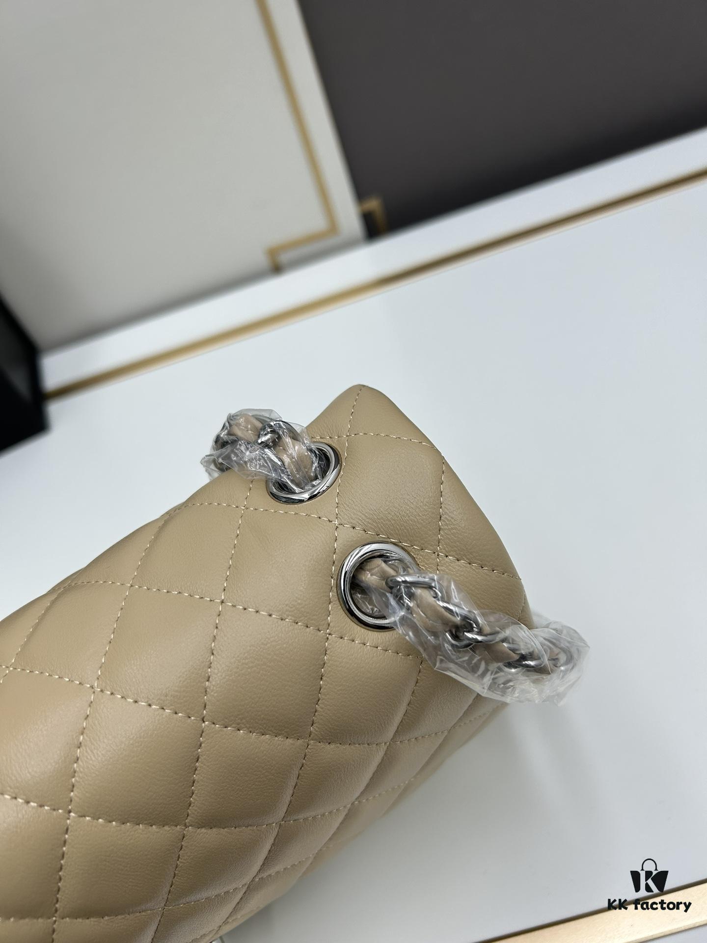 69304f0cf09edb6de4c4e9af Chanel Classic CF1112 Lambskin Electroplated Hardware with Glazed Finish, Premium Cowhide Gold Tone Closure