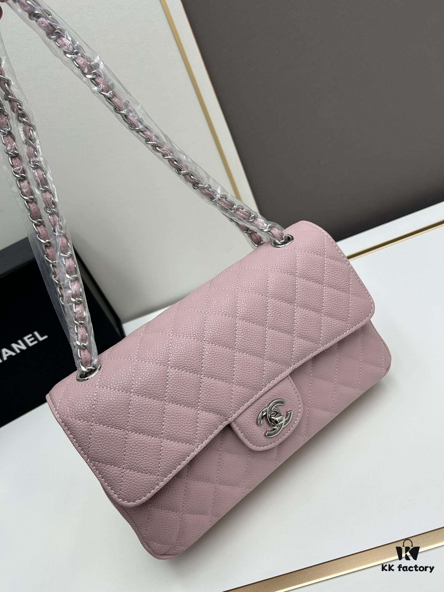Chanel Classic CF1112 Calfskin Grain Texture Handbag with Plated Hardware