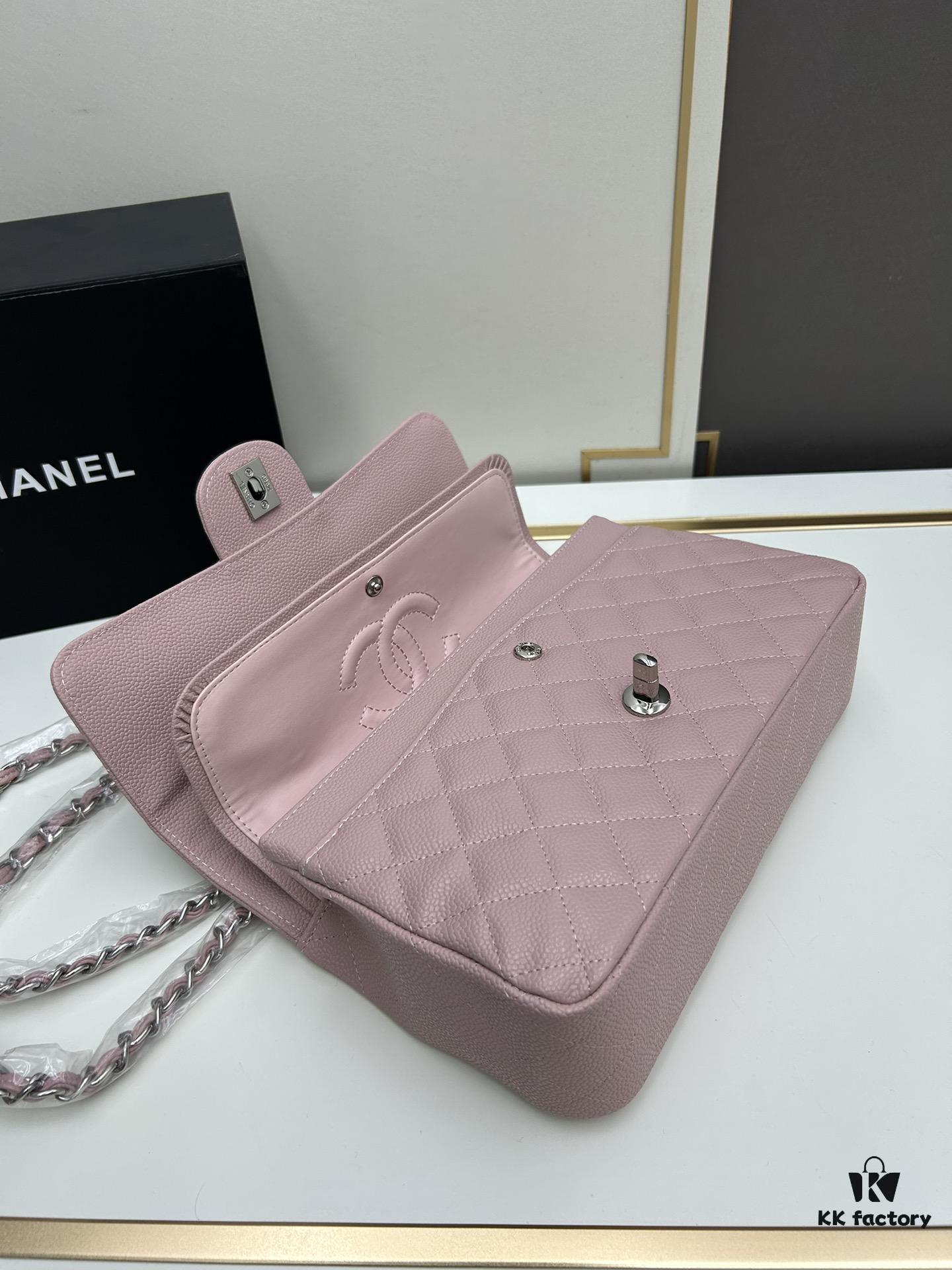 Chanel Classic CF1112 Calfskin Grain Texture Handbag with Plated Hardware
