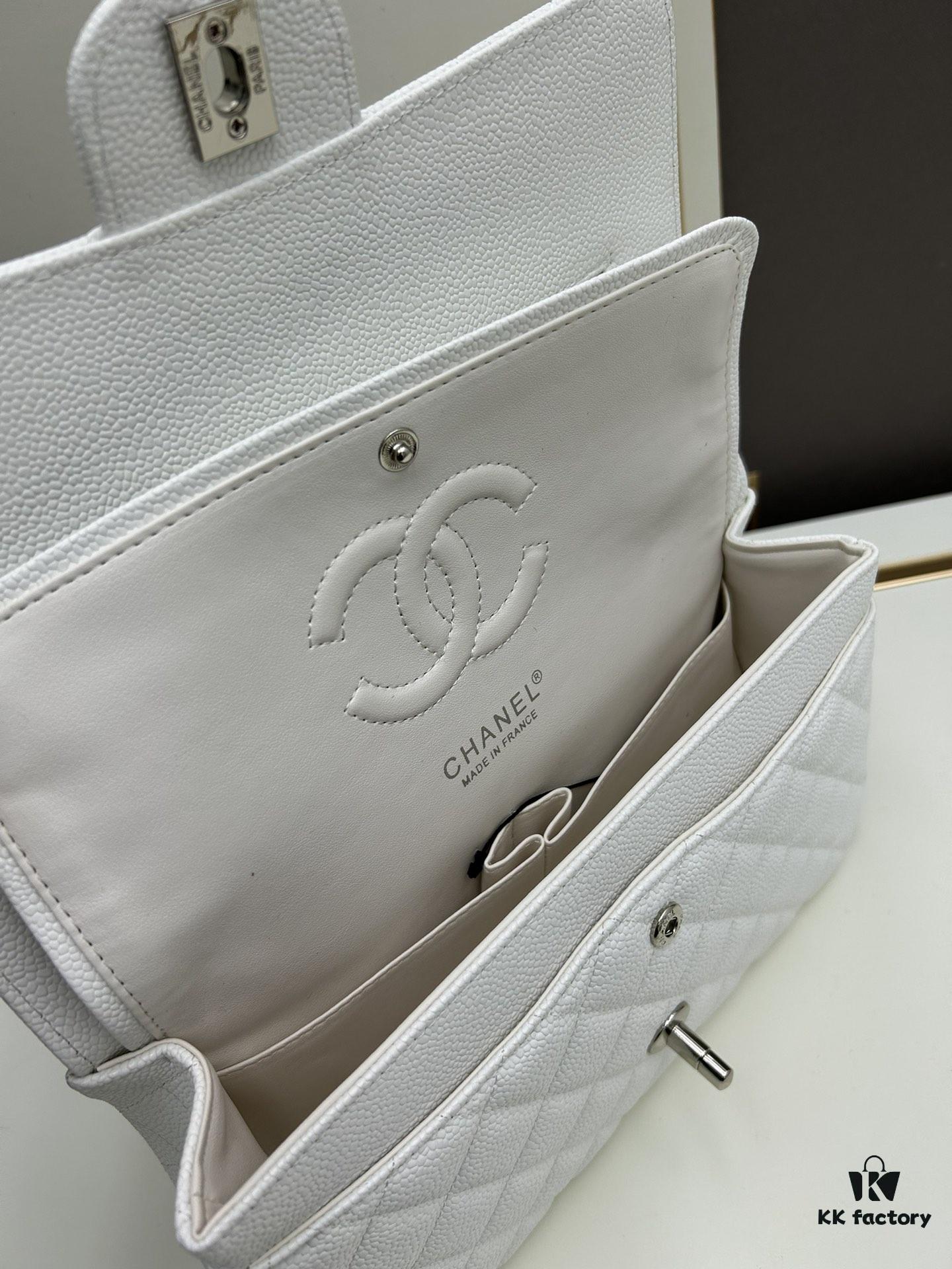 69304f46f09edb6de4c4e9f8 Chanel Classic CF1112 Calfskin Grain Texture Handbag with Electroplated Hardware