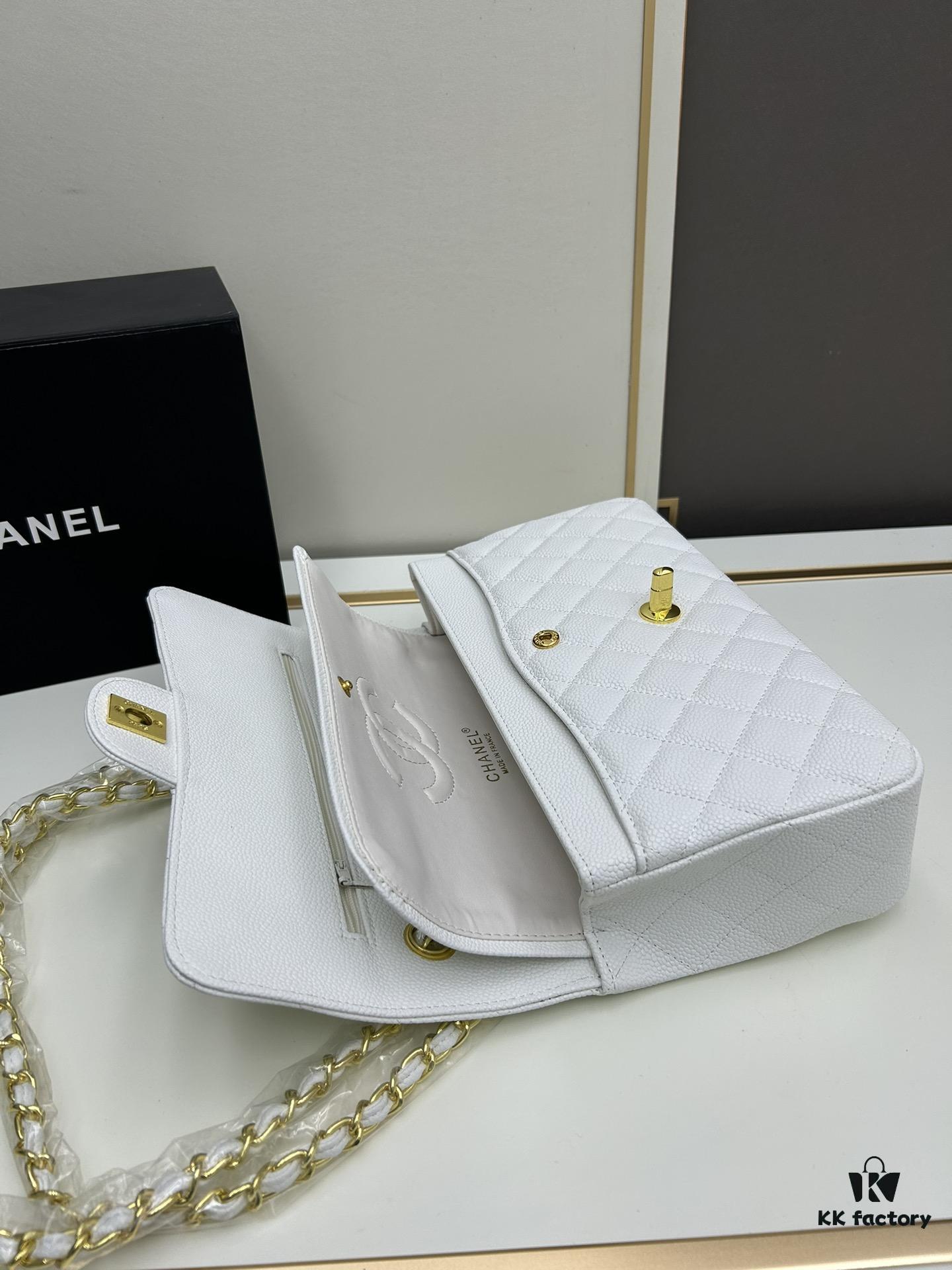 69304f65f09edb6de4c4ea1b Chanel Classic CF1112 Calfskin Grain Texture, Electroplated Hardware with Special Glazing Treatment for Long-Lasting Color Retention, Genuine Leather Gold Buckle
