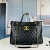 69304f99f09edb6de4c4ea57 New Arrival Chanel Black and Gold 2-Way Vertical Tote