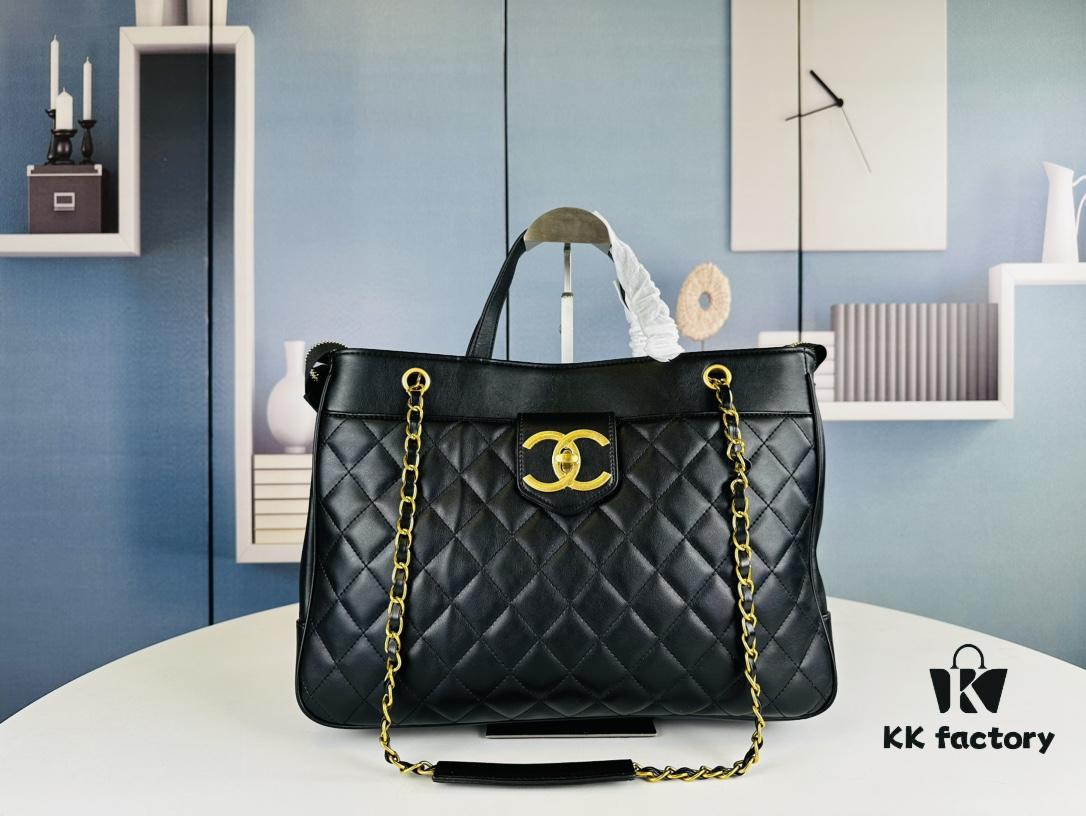 69304f99f09edb6de4c4ea57 New Arrival Chanel Black and Gold 2-Way Vertical Tote