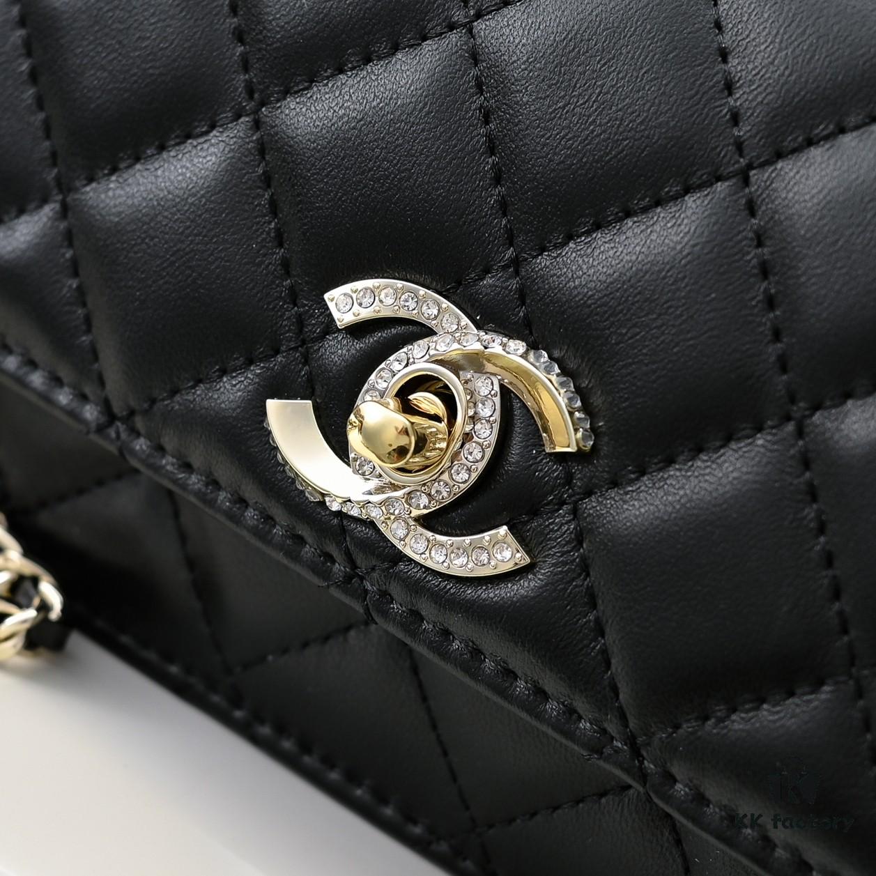 69304fbbf09edb6de4c4ea81 CHANEL 2024 Fall/Winter New Arrival Genuine Lambskin WOC with Metal Rhinestone Handle, Stylish and Elegant, Can Be Carried by Hand or Crossbody