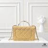 69304fc6f09edb6de4c4ea8a CHANEL 2024 Fall/Winter New Arrival Genuine Lambskin WOC with Metal Rhinestone Handle, Stylish and Elegant, Can Be Carried by Hand or Crossbody