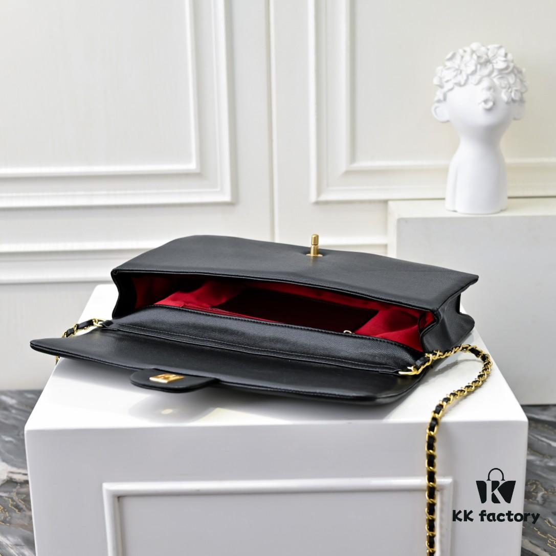 69304fe9f09edb6de4c4eabd Large Size 👑 CHANEL 24K New Style CF Vintage Bag, Elegant and Timeless with Textured Shiny Calfskin and Gold-Tone Metal, Retro Chic – A Must-Have for Chanel Lovers with Stunning Silhouette