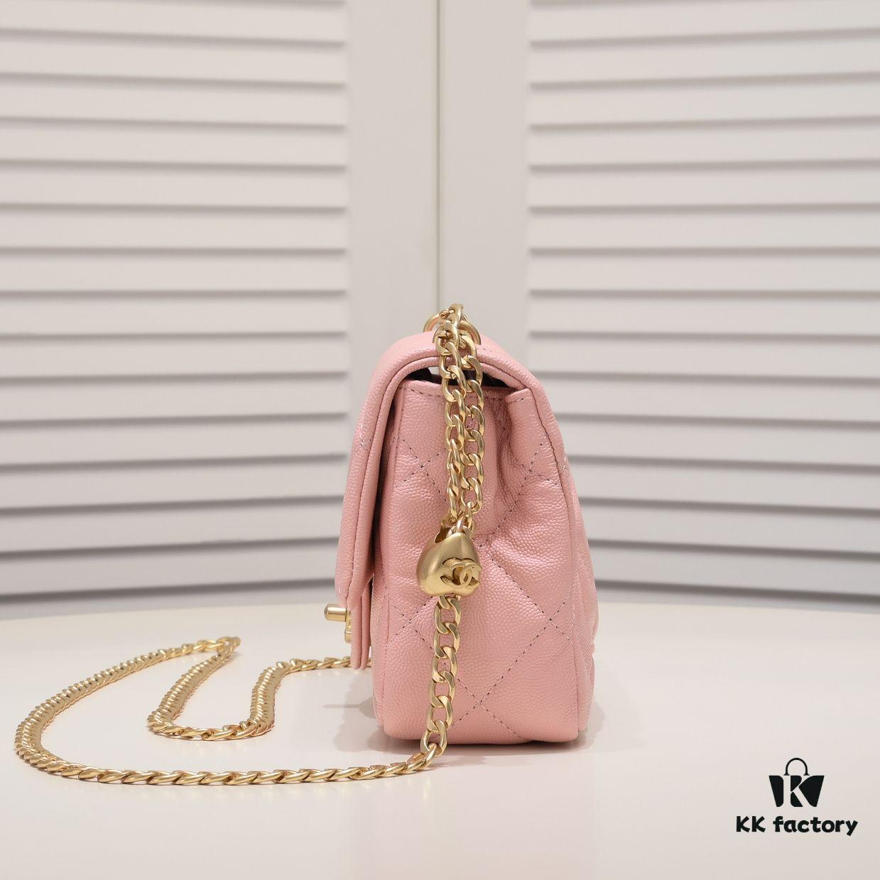 Chanel 23P New Arrival Mini Heart Ball Bag – Matte Crushed Leather with Chain Strap