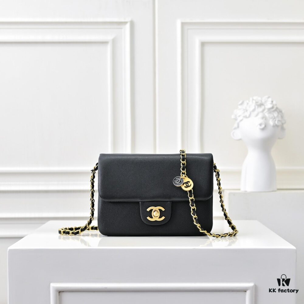 Mini CHANEL 24K New CF Vintage Style, Elegant and Timeless Shiny Calfskin with Gold-Tone Hardware, Retro Chic for Chanel Lovers
