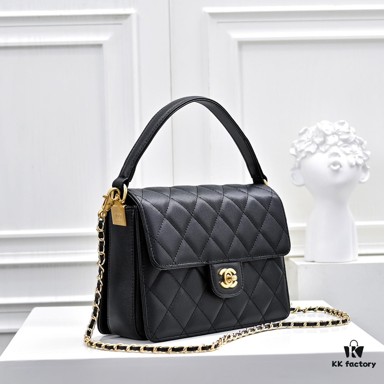 6930505df09edb6de4c4eb7d Large Size 👑 CHANEL 24k Fall/Winter New Arrival Caviar Leather Handbag with Unique Texture – Detachable Strap for Handheld or Crossbody Wear