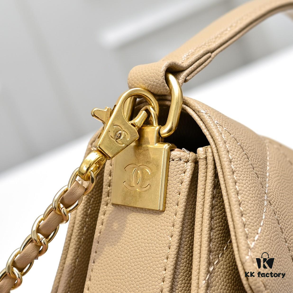 Medium 👑 CHANEL 24K Fall/Winter New Arrival Caviar Leather Handbag with Unique Texture – Detachable Strap for Crossbody or Handheld Wear