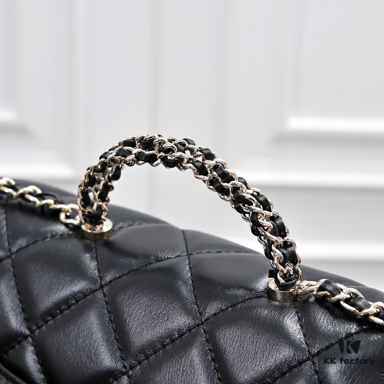 69305088f09edb6de4c4ebaa Large Size 👑 Chanel 24B New Collection Top-Grain Oil-Waxed Leather Handbag with Braided Metal Chain Handle