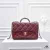 69305090f09edb6de4c4ebaf Large Size 👑 Chanel 24B New Collection Top-Grain Waxed Leather Bag with Braided Metal Chain Handle