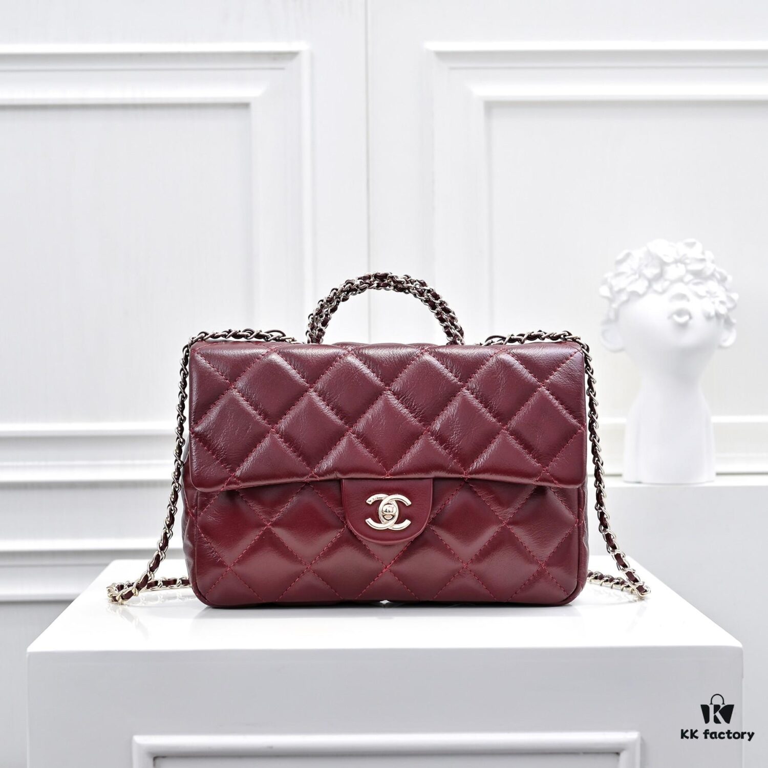 69305090f09edb6de4c4ebaf Large Size 👑 Chanel 24B New Collection Top-Grain Waxed Leather Bag with Braided Metal Chain Handle