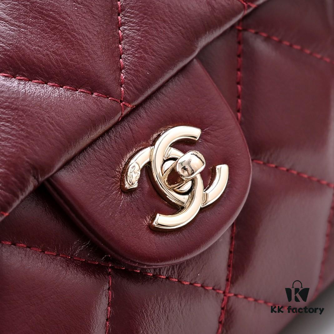 69305095f09edb6de4c4ebb2 Large Size 👑 Chanel 24B New Collection Top-Grain Waxed Leather Bag with Braided Metal Chain Handle