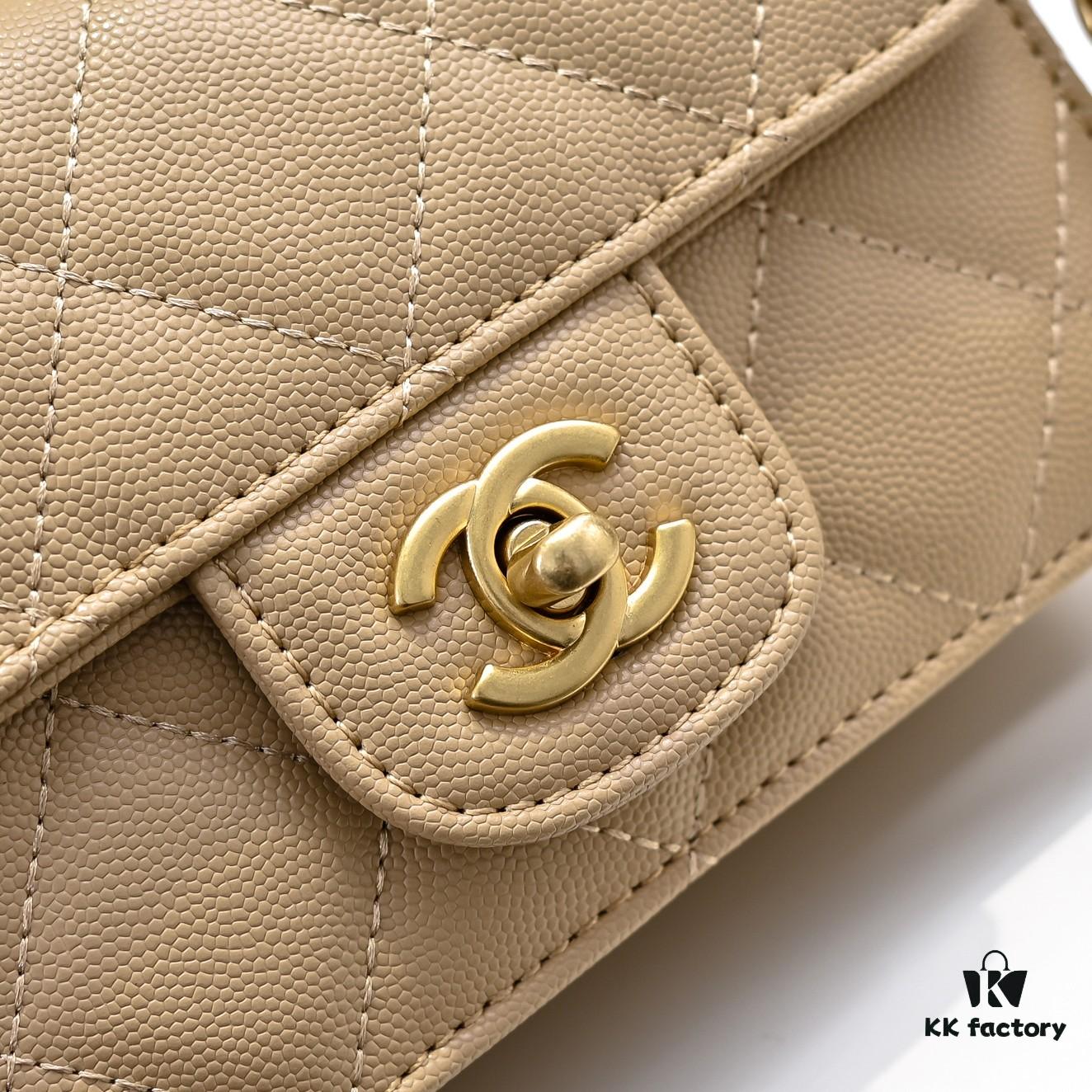 69305097f09edb6de4c4ebb6 Mini Chanel 24K Autumn-Winter New Arrival Caviar Leather Bag with Unique Texture, Detachable Strap for Handheld or Crossbody Wear