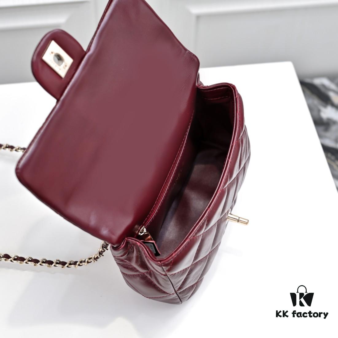 693050a8f09edb6de4c4ebc9 Mini Chanel 24B New Collection WOC. Top-Grain Oil-Waxed Leather, Beauty Meets Durability, Braided Handle Reaches New Heights – 'Braided' Metal Chain Handle Composed of Three Separate Chains Forming a Fixed Integrated Handle