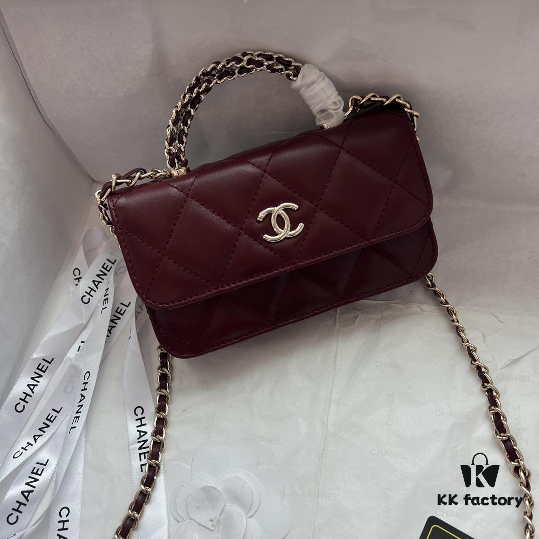 69305126f09edb6de4c4ec94 Chanel 24B New Collection WOC. Top-grain waxed leather with a braided 'twisted rope' metal chain handle, composed of three separate chains forming an integrated fixed handle. Compact size: 17x10cm, Model: 1211