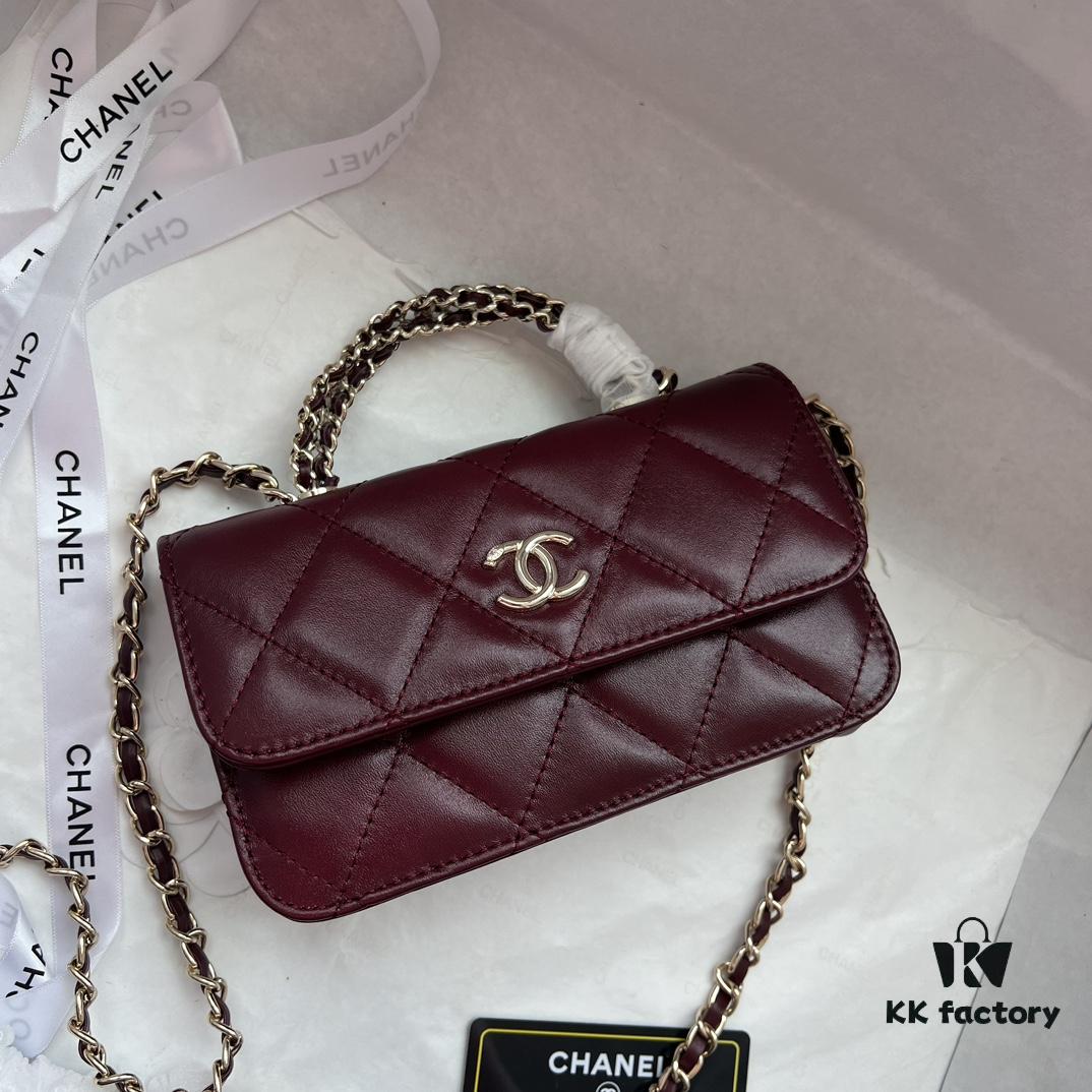 6930512af09edb6de4c4ec98 Chanel 24B New Collection WOC. Top-grain waxed leather with a braided 'twisted rope' metal chain handle, composed of three separate chains forming an integrated fixed handle. Compact size: 17x10cm, Model: 1211