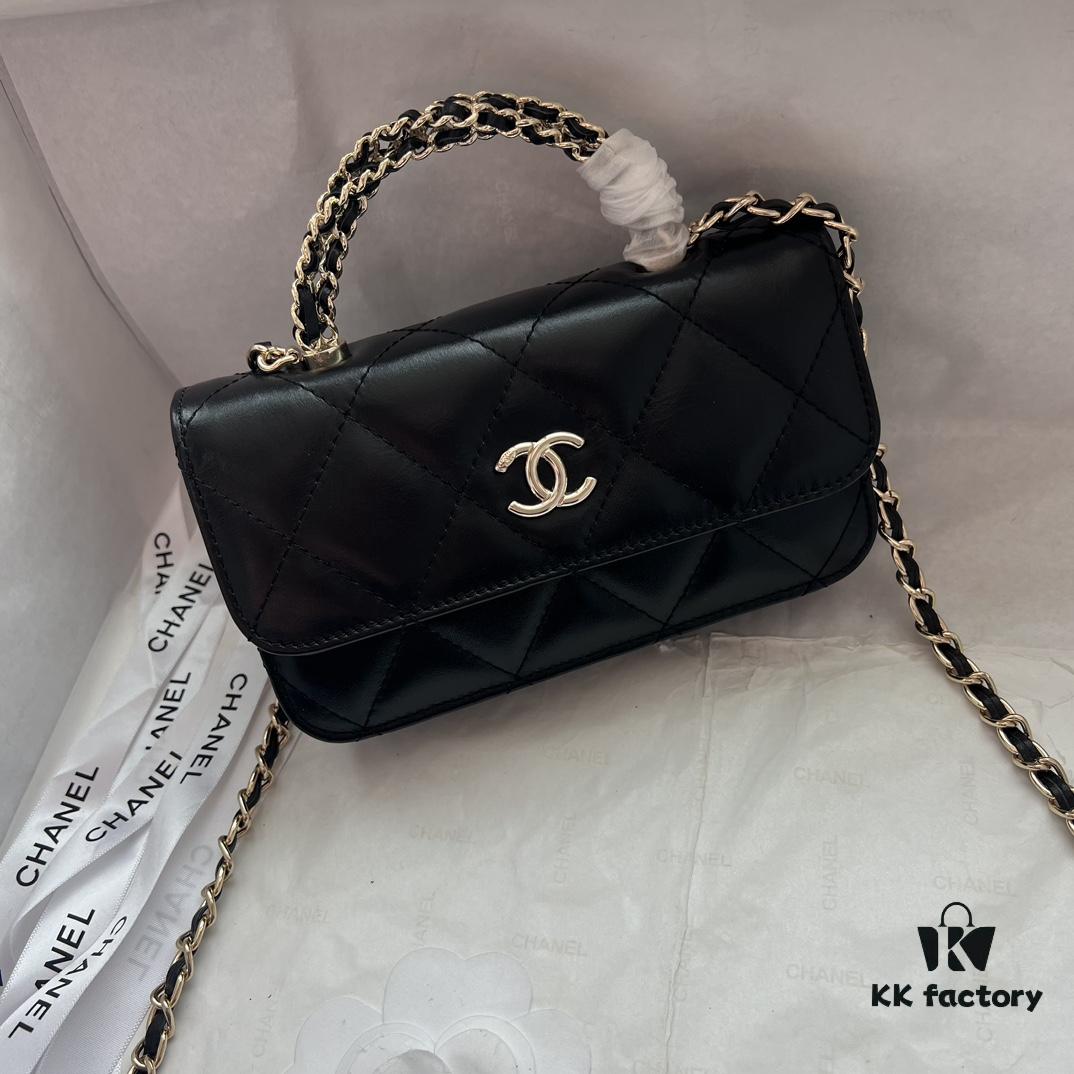 6930512cf09edb6de4c4ec9b Chanel 24B New Collection WOC. Top-grain oiled waxed leather with braided handle, combining beauty and durability. Unique 'braided' metal chain handle composed of three separate chains forming a unified fixed handle. Small size: 17x10cm. Model number: 1211