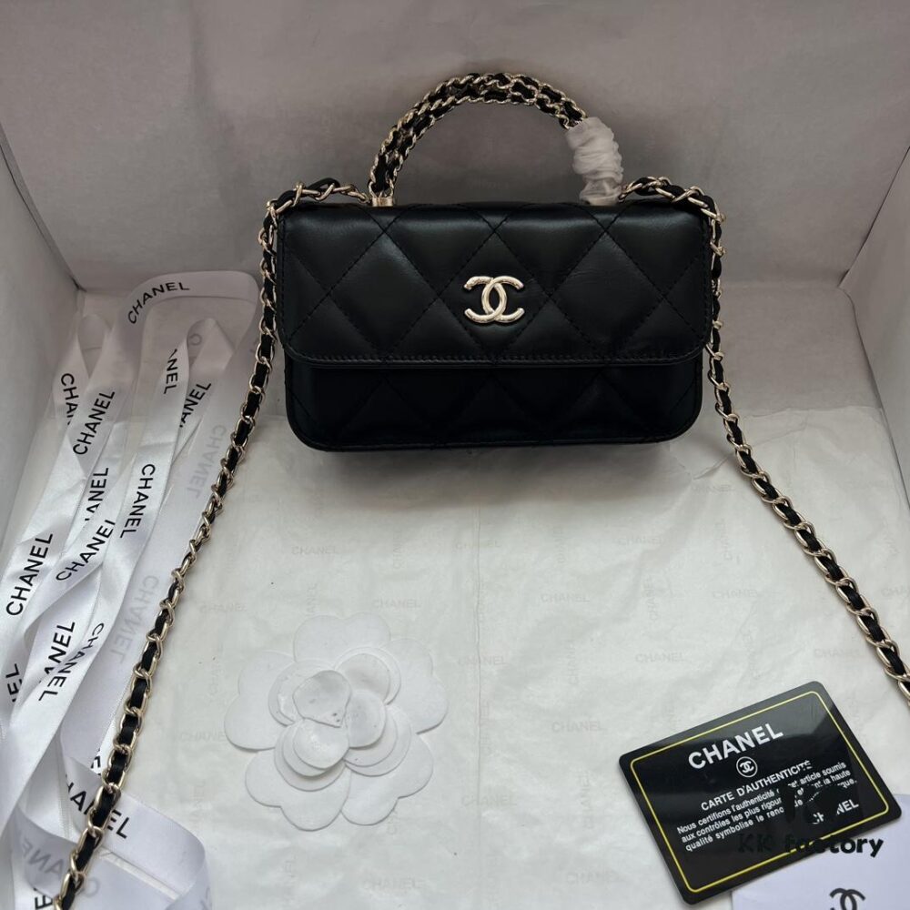 6930512df09edb6de4c4ec9c Chanel 24B New Collection WOC. Top-grain oiled waxed leather with braided handle, combining beauty and durability. Unique 'braided' metal chain handle composed of three separate chains forming a unified fixed handle. Small size: 17x10cm. Model number: 1211
