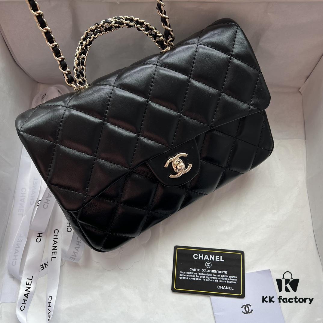 69305144f09edb6de4c4ecad Chanel 24B New Collection Top-Grain Oil-Waxed Leather Bag with Braided Metal Chain Handle