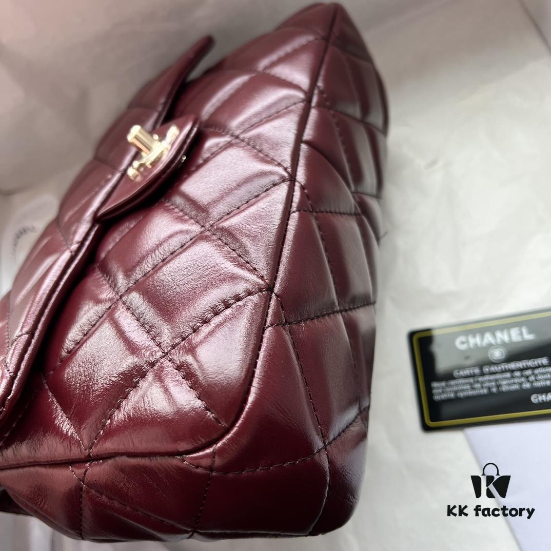 69305146f09edb6de4c4ecae Chanel 24B New Collection Top-Grain Oil-Waxed Leather Bag with Braided Metal Chain Handle