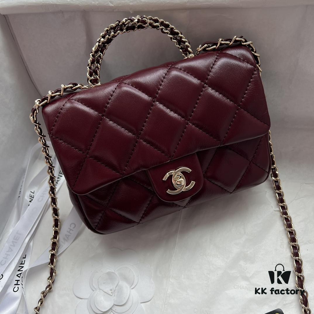 6930514bf09edb6de4c4ecb4 Chanel 24B New Collection WOC, Top-Grade Wax-Cured Leather with Braided Metal Chain Handle