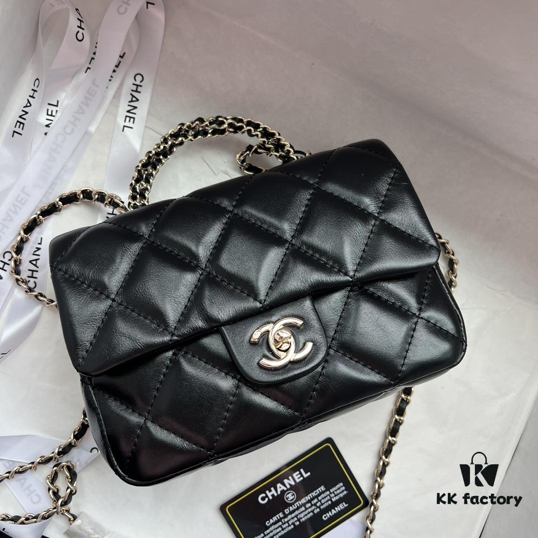 Chanel 24B New Collection WOC. Top-Grade Oil-Waxed Leather with Braided Metal Chain Handle