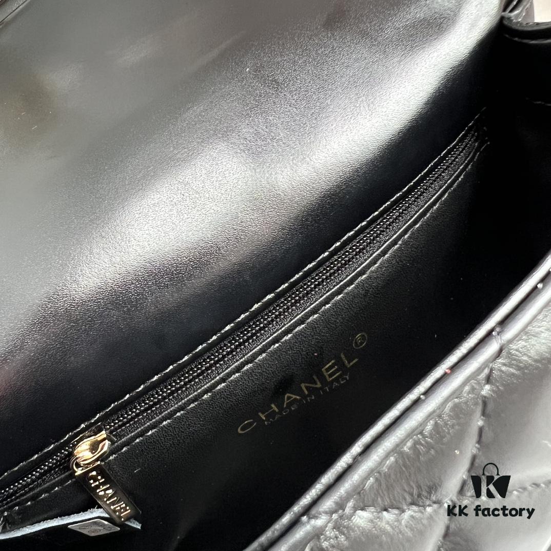 Chanel 24B New Collection WOC. Top-Grade Oil-Waxed Leather with Braided Metal Chain Handle