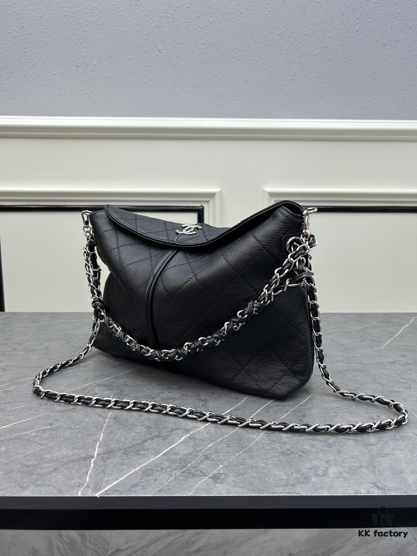 Chanel Vintage Black and Silver Shoulder Tote