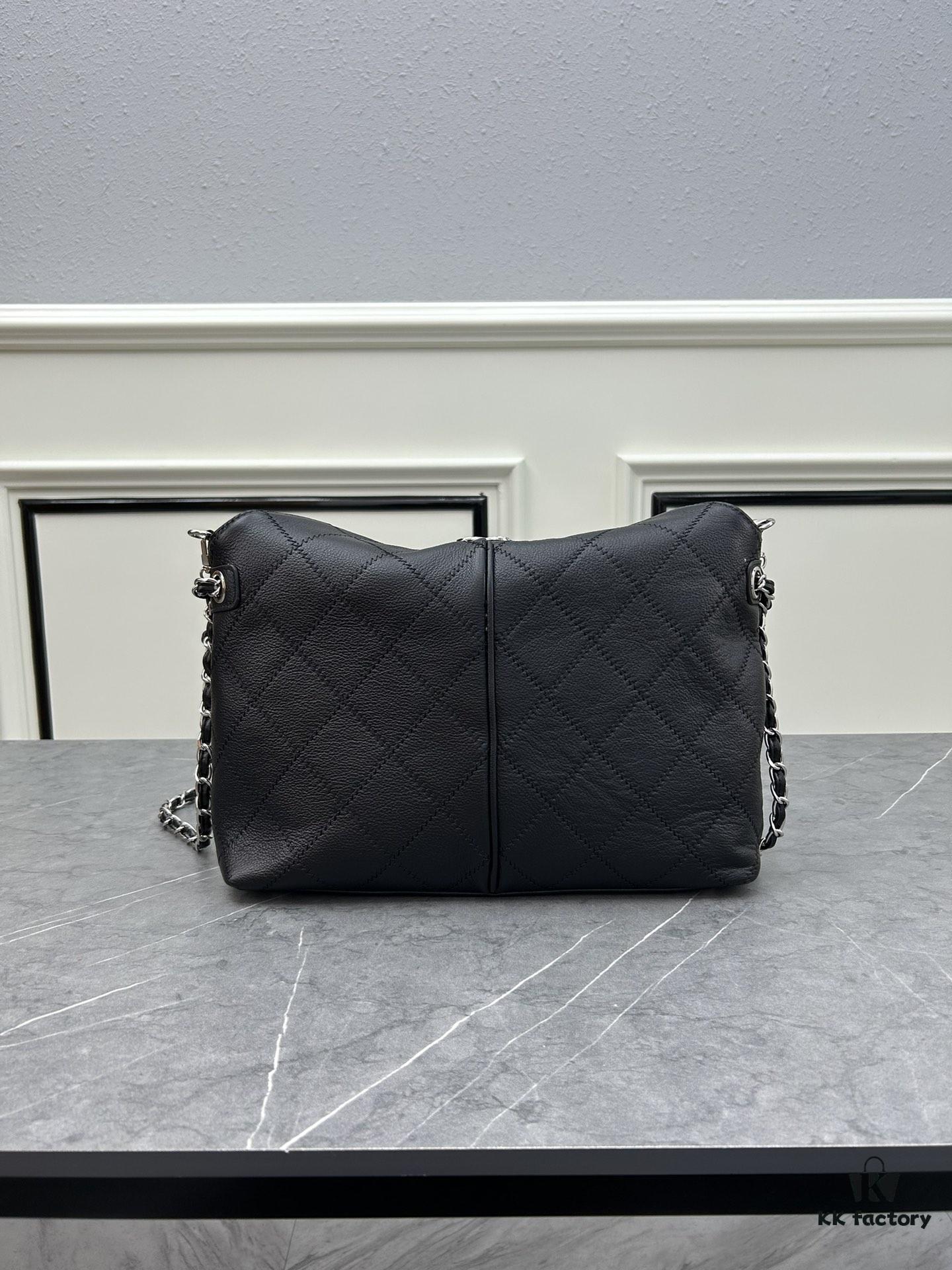 Chanel Vintage Black and Silver Shoulder Tote