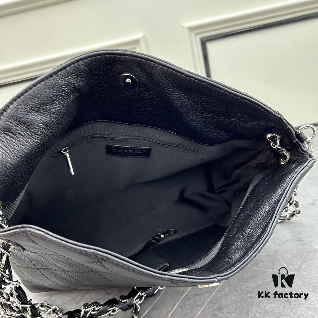 Chanel Vintage Black and Silver Shoulder Tote