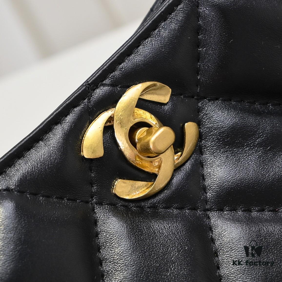 69305186f09edb6de4c4ecef Chanel 24B Coarse Chain Hobo Crossbody Bag, Top Grain Leather CF Shoulder Bag