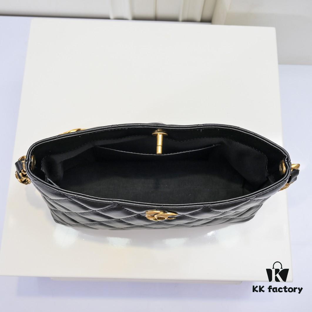 69305187f09edb6de4c4ecf1 Chanel 24B Coarse Chain Hobo Crossbody Bag, Top Grain Leather CF Shoulder Bag
