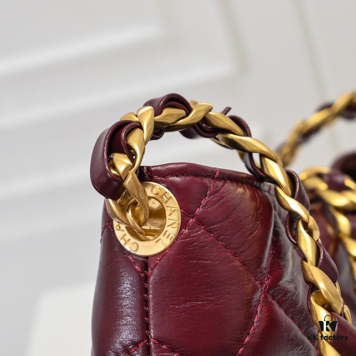 6930519cf09edb6de4c4ed0a Chanel 24B Coarse Chain Hobo Crossbody Bag, Top-Grain Leather CF Shoulder Bag