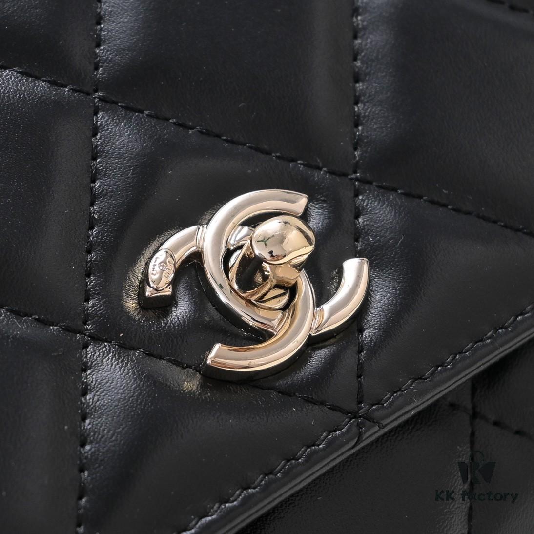 693051b5f09edb6de4c4ed25 Large Size 👑 Chanel 24B New Series WOC, Top-Grain Oil-Waxed Leather with Braided Chain Handle
