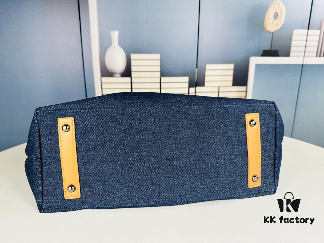 693051e7f09edb6de4c4ed6b Large New Arrival CHANEL Navy Striped Denim Beach Tote – The Perfect Companion for Vacation and Everyday Elegance