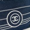 693051edf09edb6de4c4ed74 Small-sized New Arrival CHANEL Navy Blue Striped Denim Beach Tote