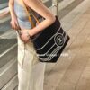 693051f9f09edb6de4c4ed81 Large New Arrival CHANEL Navy Striped Denim Beach Tote Bag