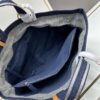 Large New Arrival CHANEL Navy Blue Striped Denim Beach Tote – A Must-Have for Vacation Style