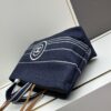 Large New Arrival CHANEL Navy Blue Striped Denim Beach Tote – A Must-Have for Vacation Style