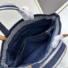 69305207f09edb6de4c4ed92 Small-sized New Arrival CHANEL Navy Blue Striped Denim Beach Tote Bag