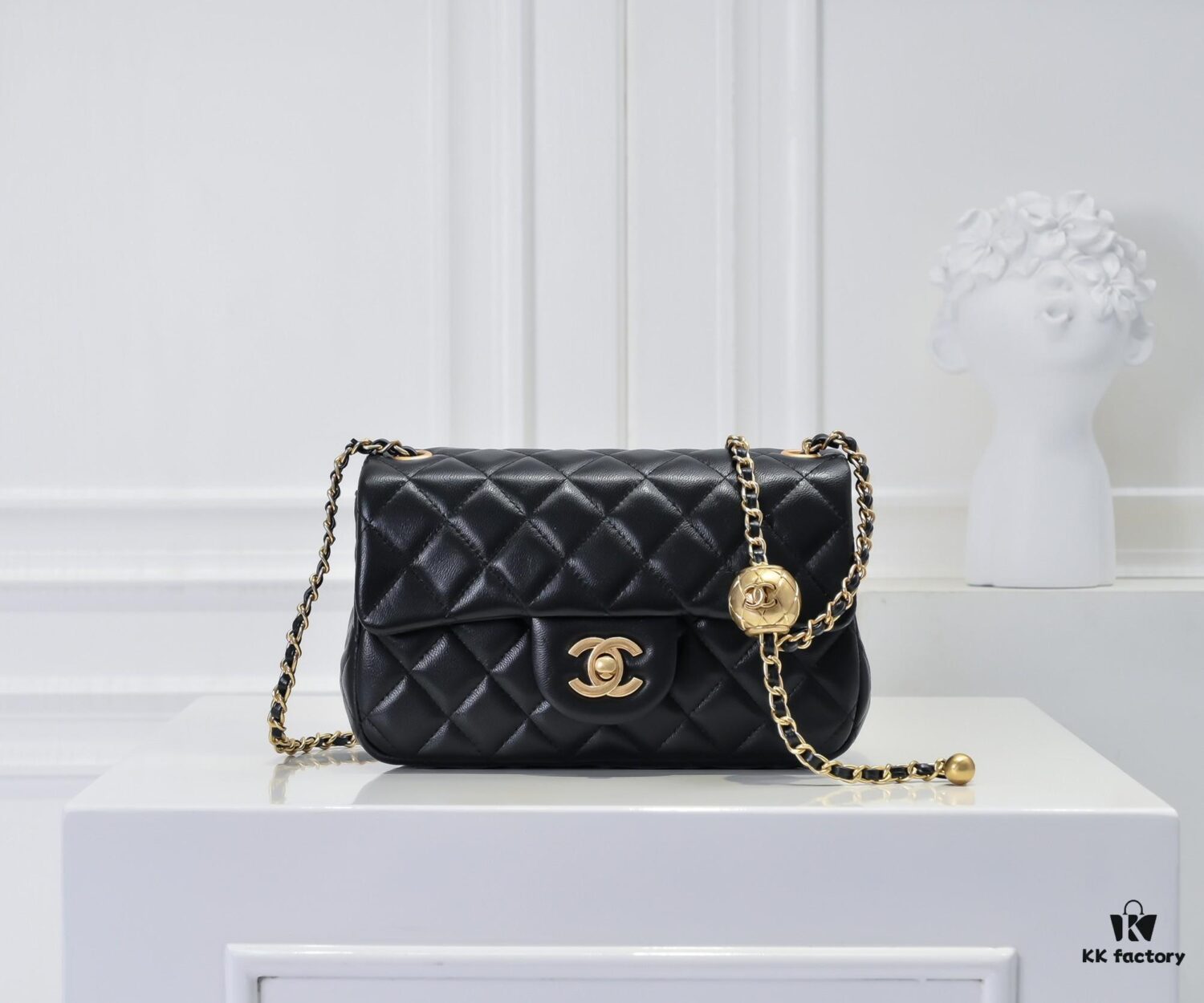 69305240f09edb6de4c4ede2 Large Khaki Chanel CF Mini Metal Flap Bag 9021 - Trending Global Hit with Decorative Gold Ball on Chain