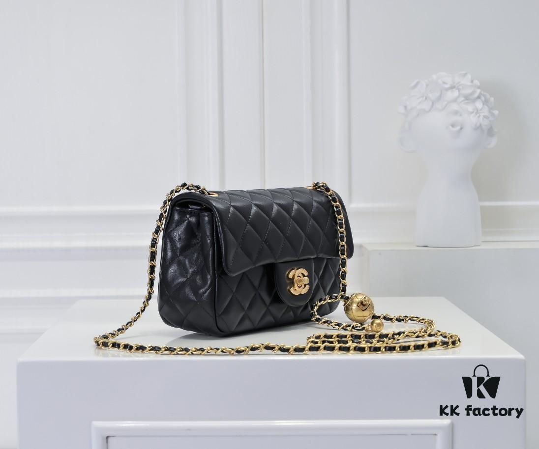 69305240f09edb6de4c4ede3 Large Khaki Chanel CF Mini Metal Flap Bag 9021 - Trending Global Hit with Decorative Gold Ball on Chain